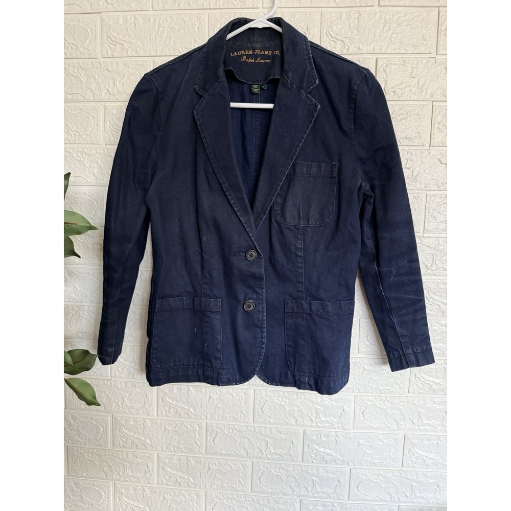 Vintage Lauren Jeans Co. Ralph Lauren Women's Blue Denim Blazer, Size L